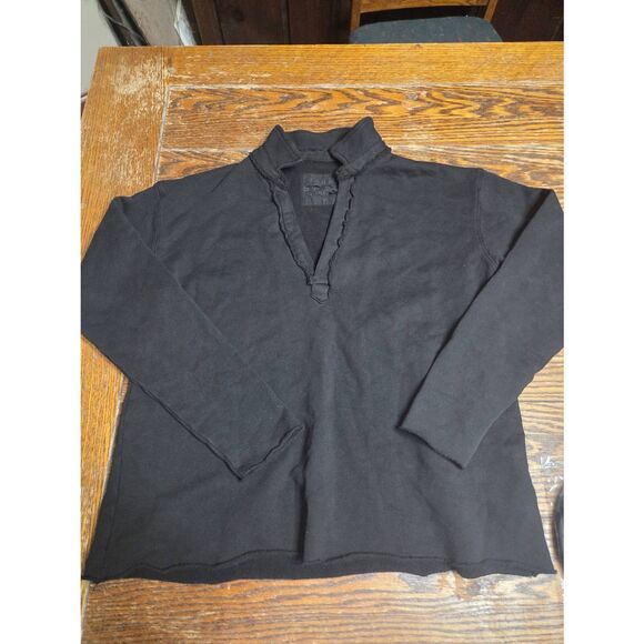 Frank&Eileen Patrick Popover Henley triple fleece in Black sz Small - Picture 2 of 5